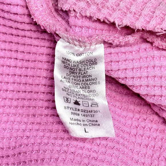 Carly Jean Los Angeles Pink Long Sleeve Waffle Knit Top - Picture 6 of 7
